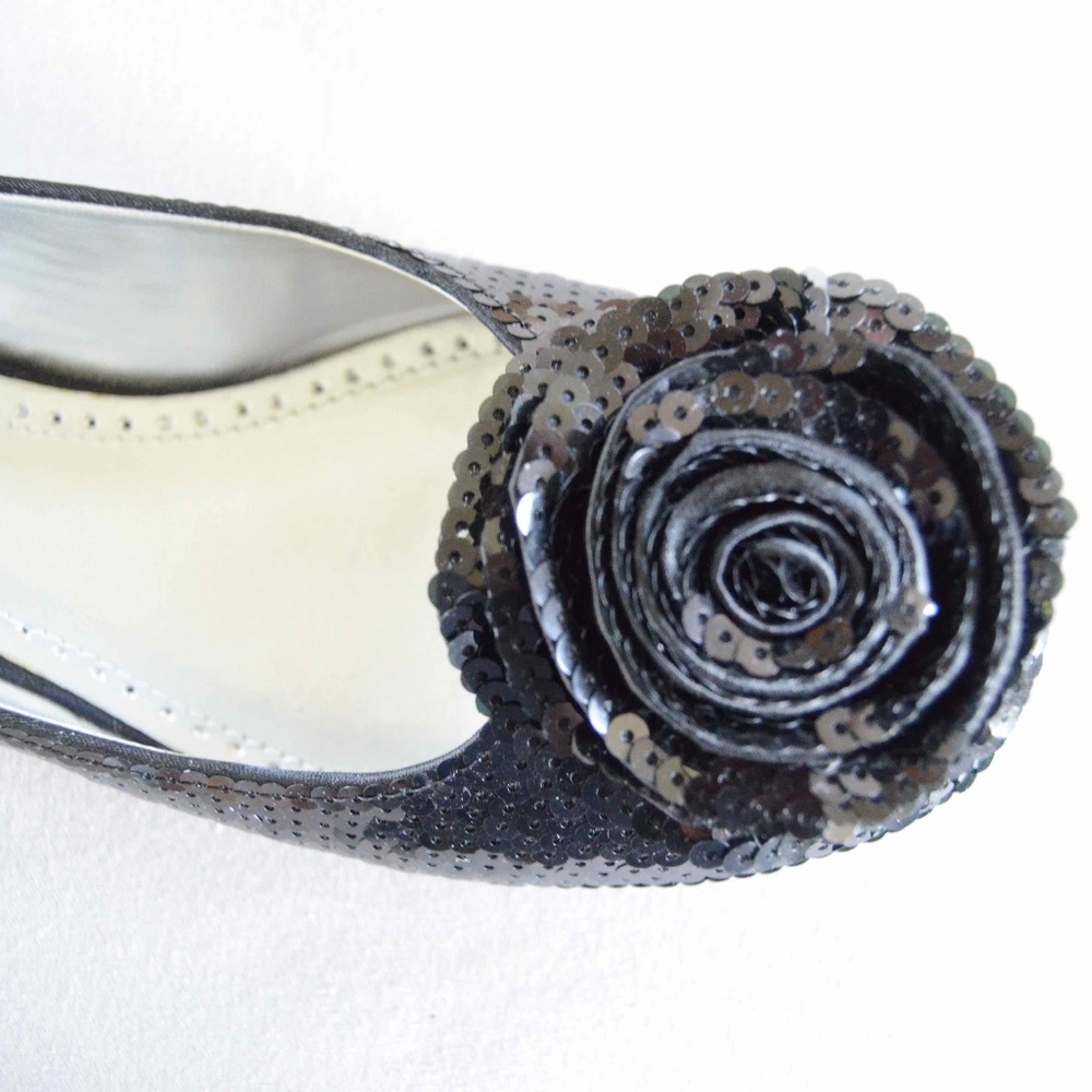 Like New Black Sparkly Flats Adrienne Vittadini